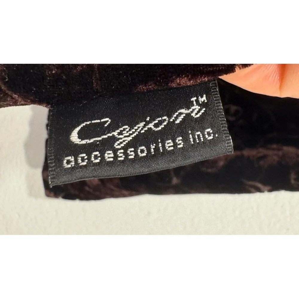 90s Y2K Look Cejon Silk Blend Brown Velvet Scarf Indie Boho Festival Whimsigoth